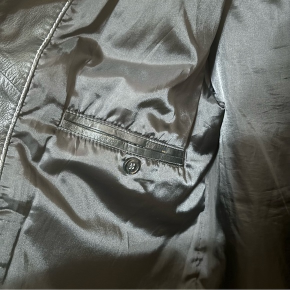 Boss by Hugo Boss Alekson Black Goatskin Leather Zip-Up Jacket 46R Moto Biker XL - Picture 3 of 7